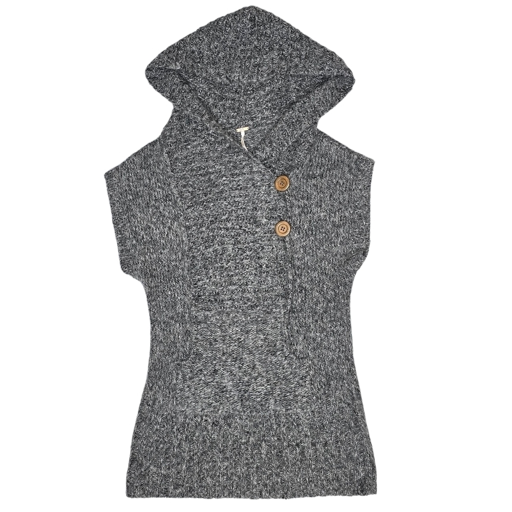 Free People Gray Hooded Women's Sweater Vest Wool Blend Size XS - Picture 3 of 12